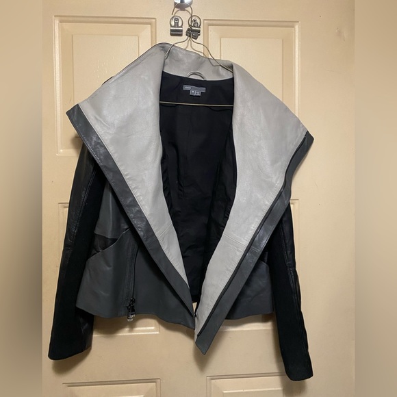 NWOT Vince Women’s Grey Lamb Leather Jacket - Picture 4 of 9